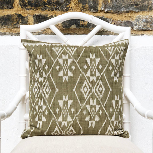 Ikat Cushion Cover - Olive Green